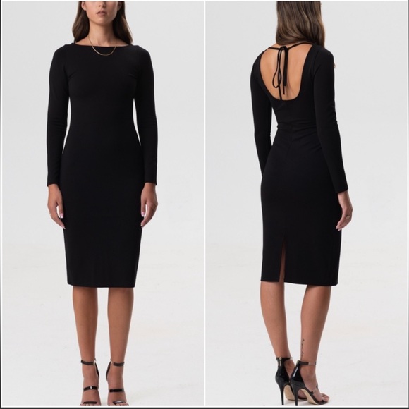 Fame and Partners Dresses & Skirts - Fame & Partners Long Sleeve Tie Back Midi Dress Black
Bodycon